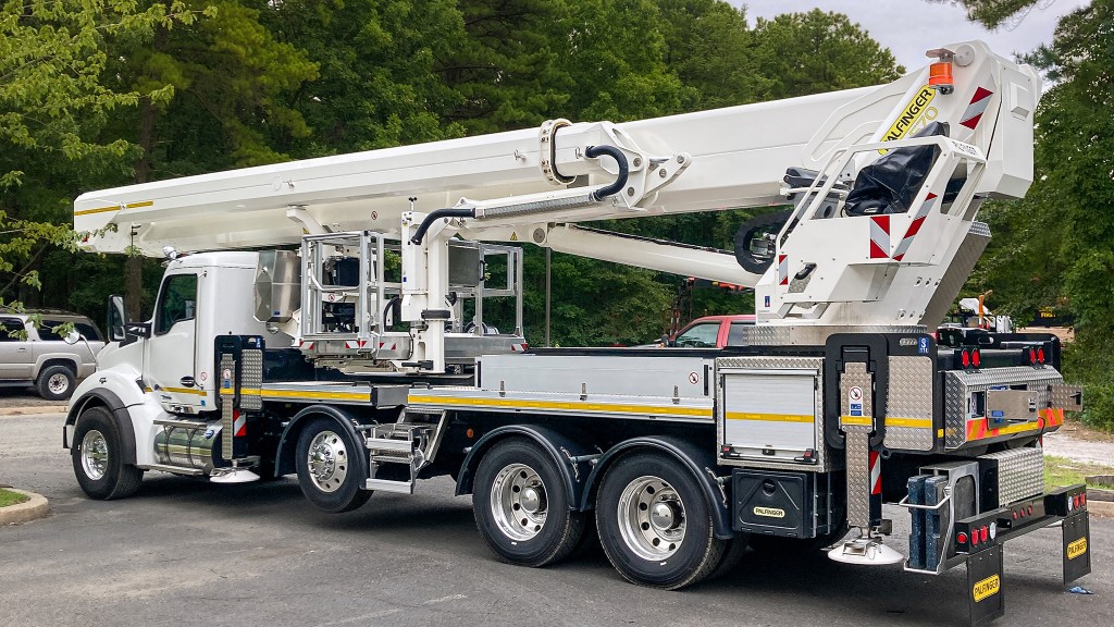 A truck-mounted aerial work platform.