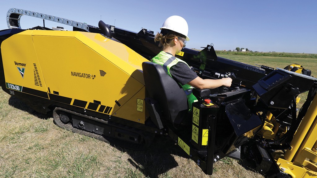 A horizontal directional drill on a job site.