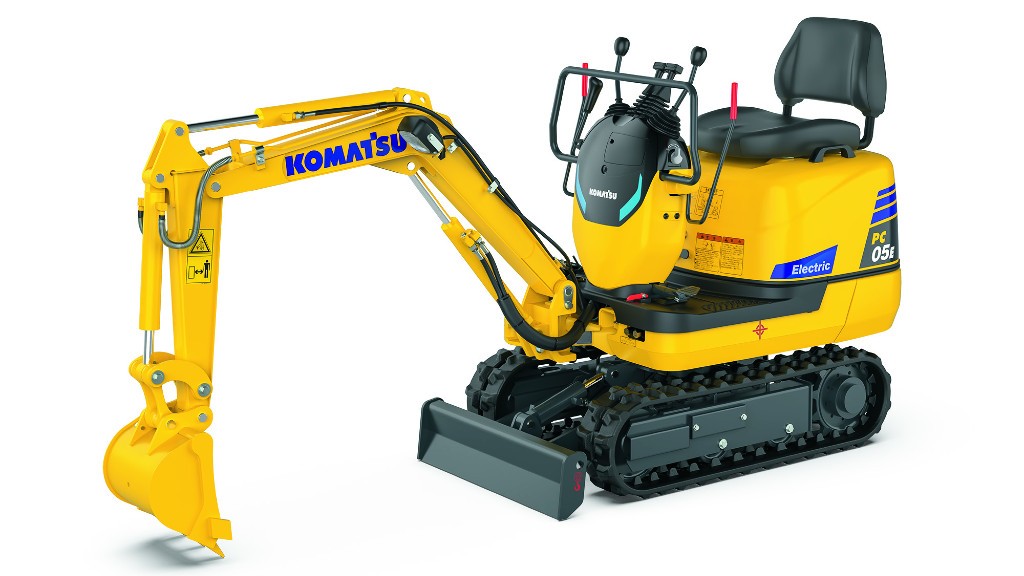 A Komatsu PC05E-1 electric micro excavator