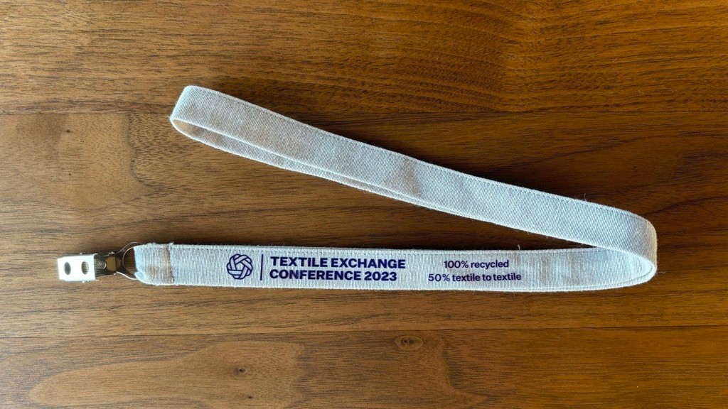 Debrand and Coleo create circularly designed lanyards for 2023 Textile Exchange Conference