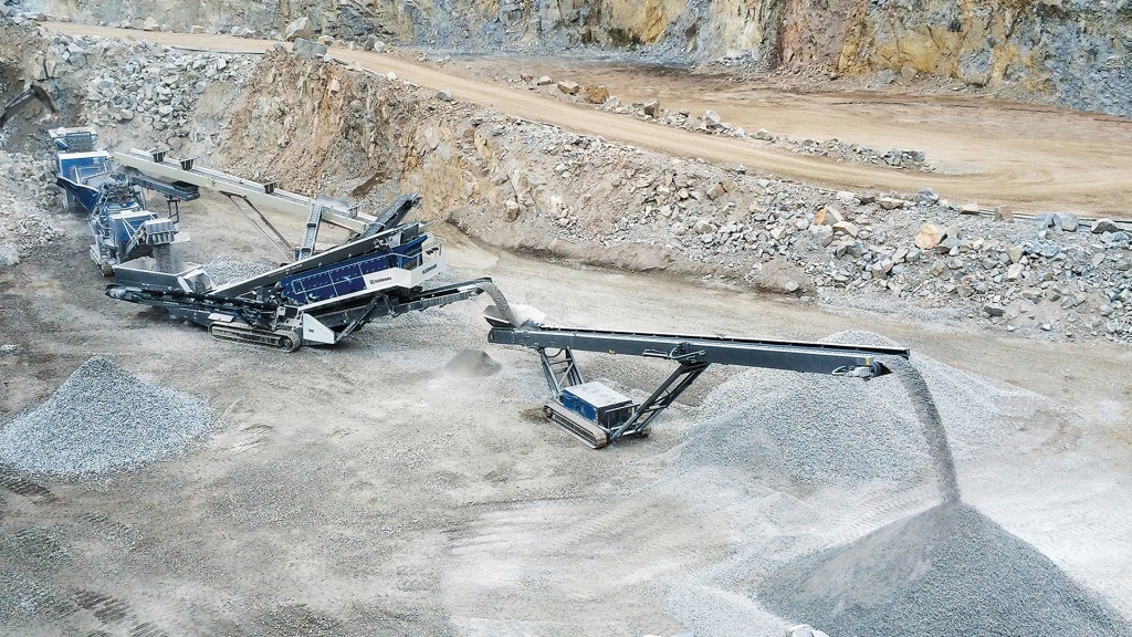 An aggregates operation running in a quarry.