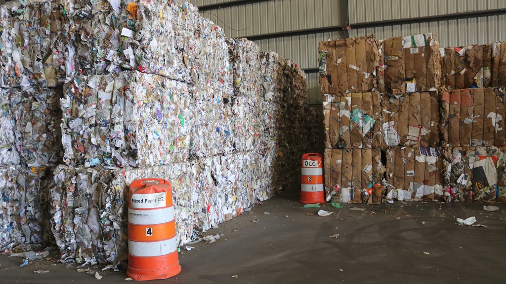 Bales of paper and cardboard inside of a facility