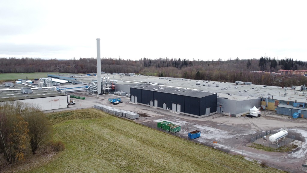 An aerial photo of a polymer recycing plant