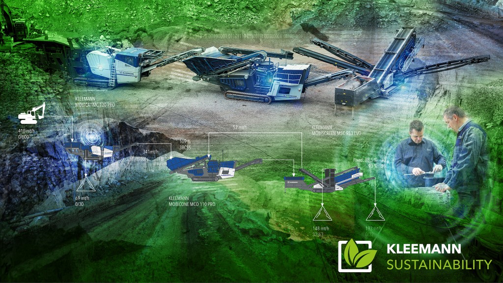 A graphic featuring trees and crushing equipment.