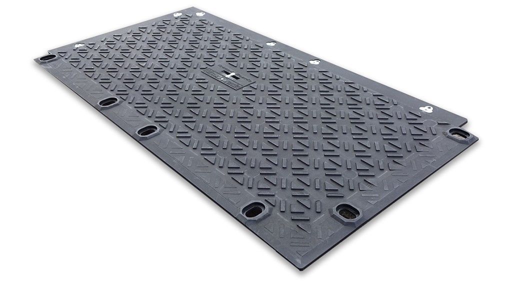 A ground protection mat against a white background.