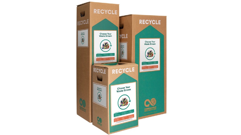 A group of plastic cup recycling boxes