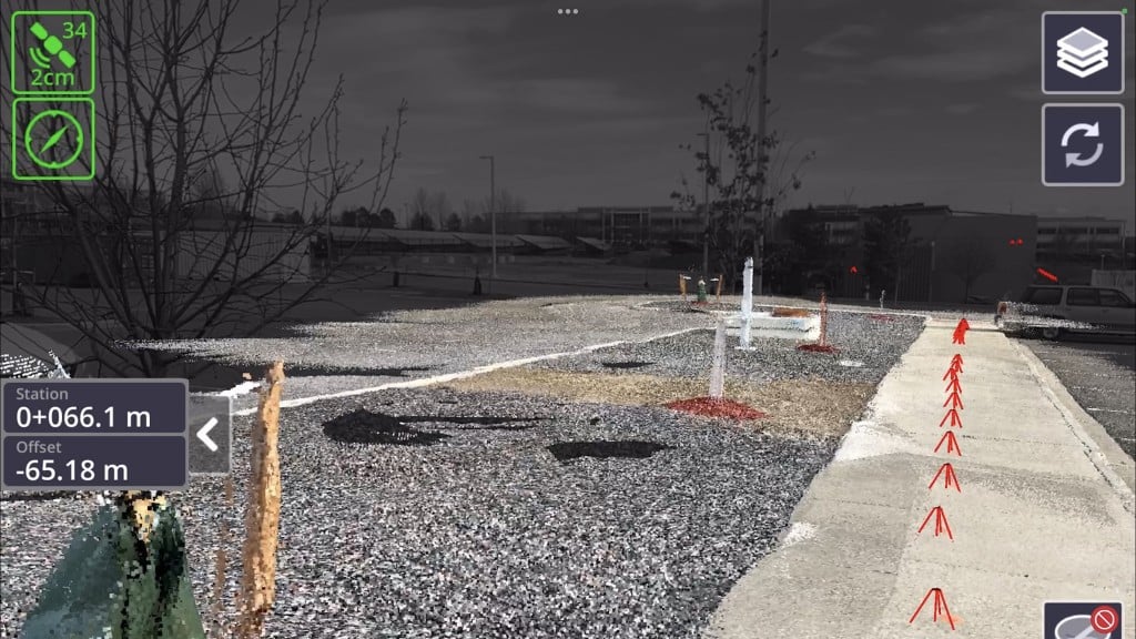 An augmented reality view of a job site.