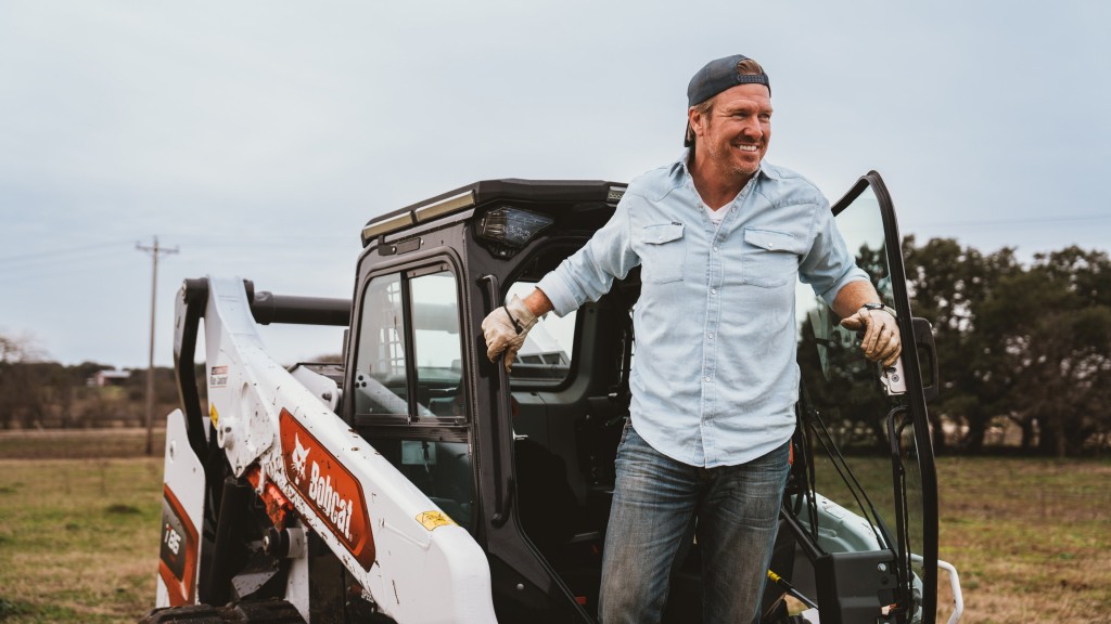 Chip Gaines exiting a Bobcat loader