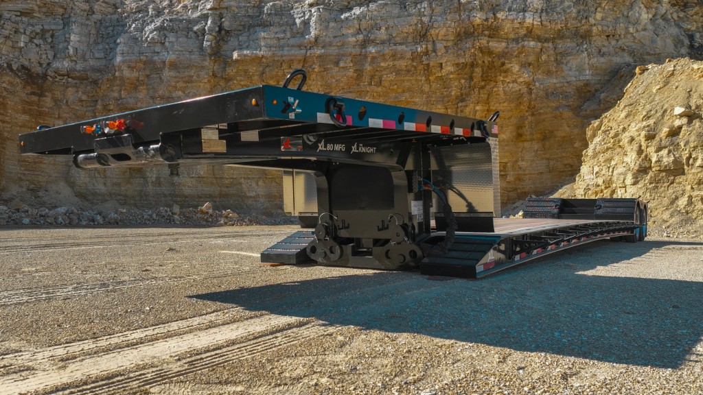 A trailer parked in a rocky area