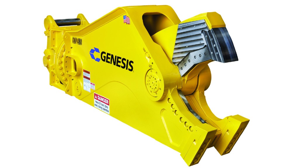 Genesis Attachments mobile shear designed for rebar processing