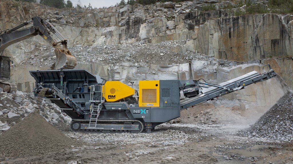 A jaw crusher in an aggregates quarry.