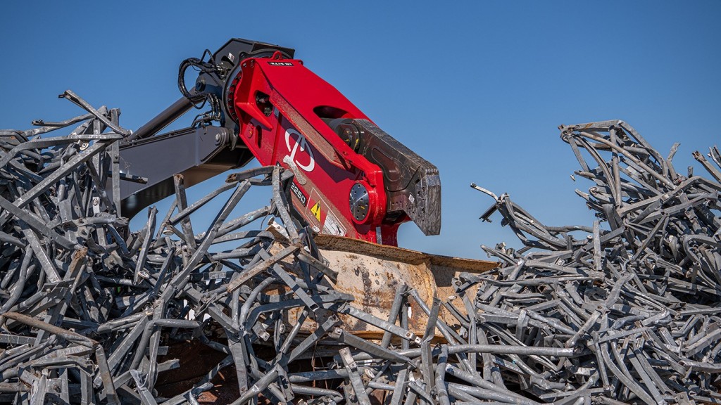 A shear works in a metals recycling yard