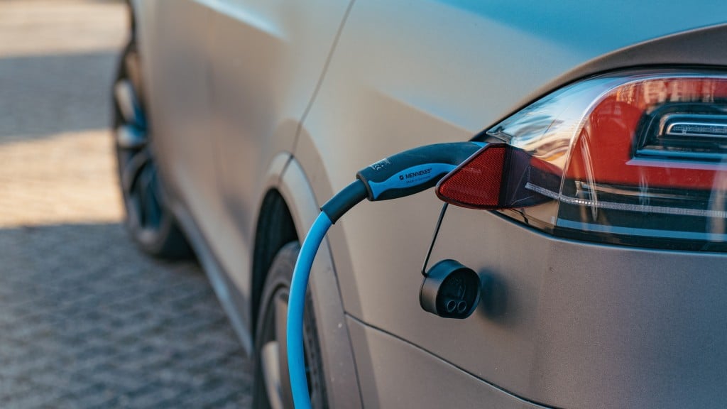 An electric car is charging its battery