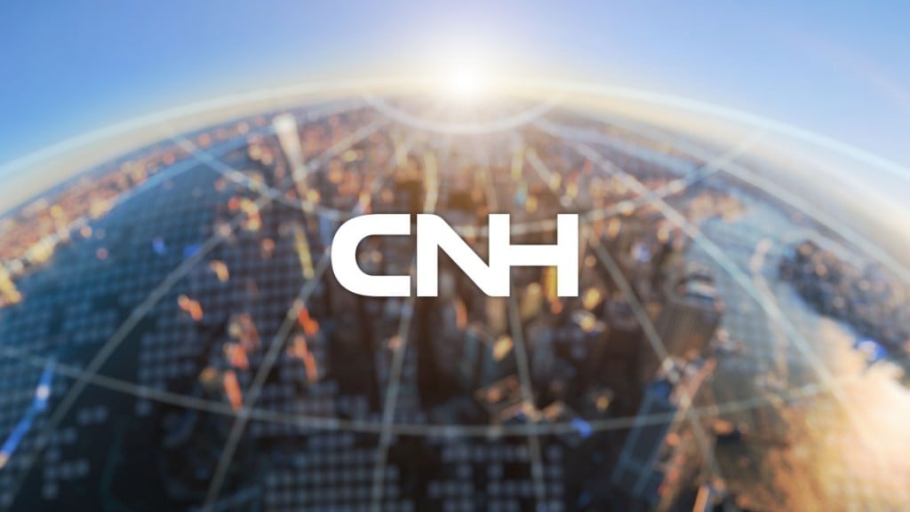 A white CNH logo over a stylized half-globe background.