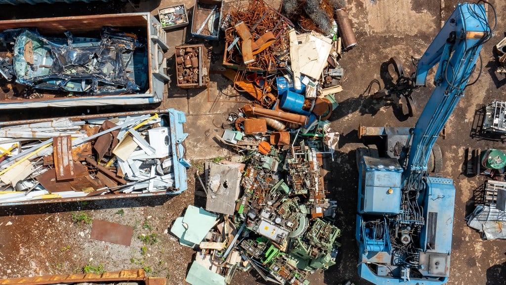 An aerial photo of a metal recycling facility