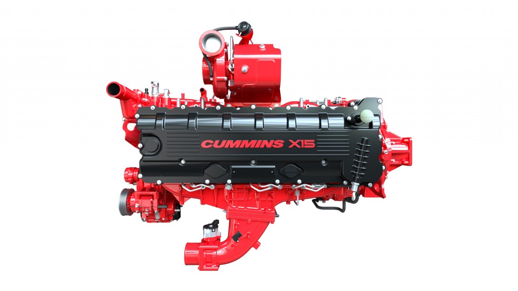 A black and red industrial engine against a white background.