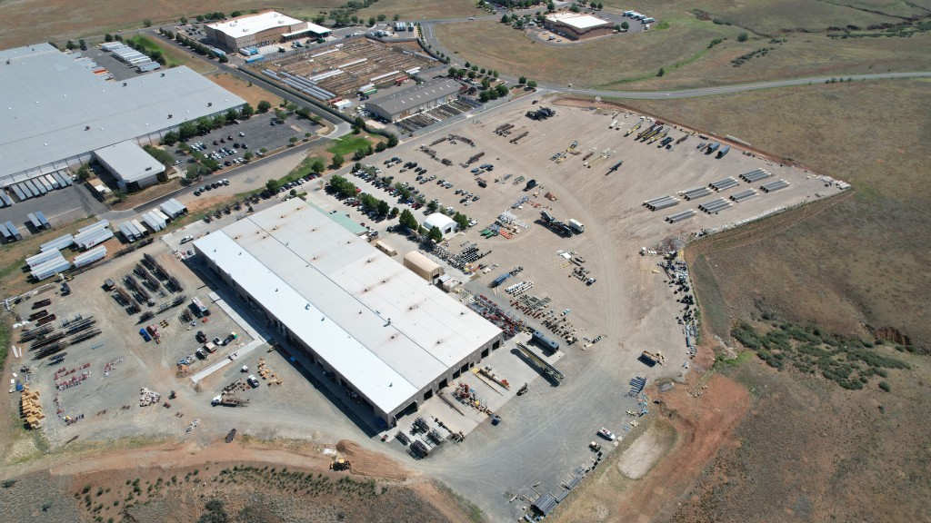 An aerial photo of a manufacturing facility