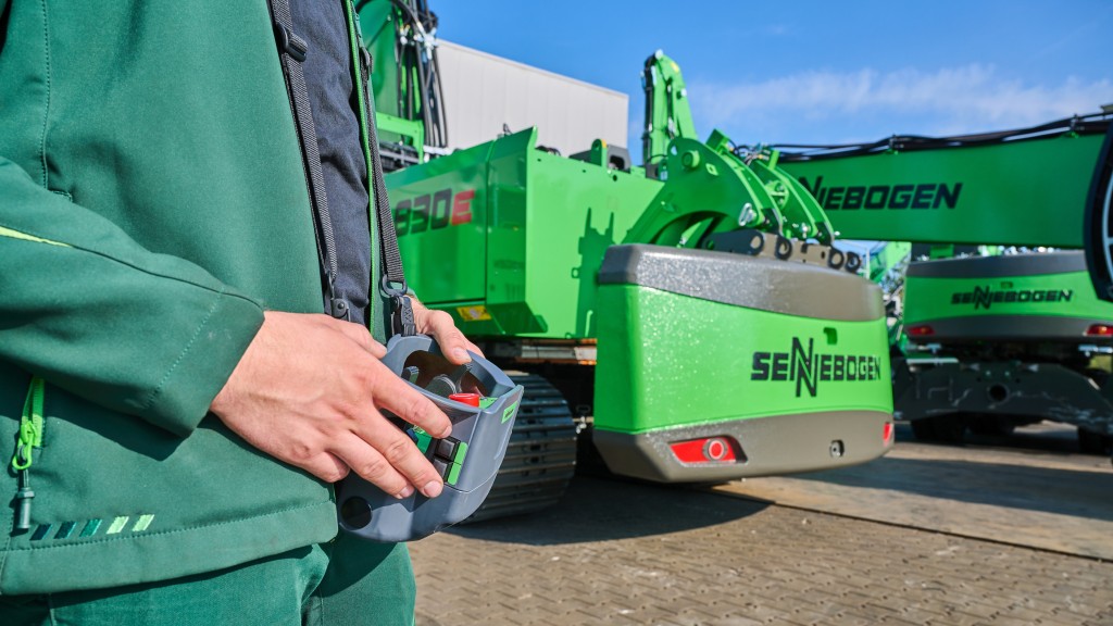 A removable counterweight on a SENNEBOGEN demolition machine