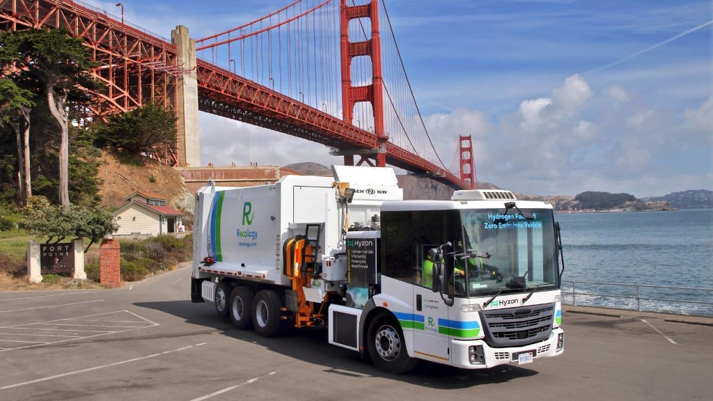 A hydrogen-powered refuse truck in San Francisco