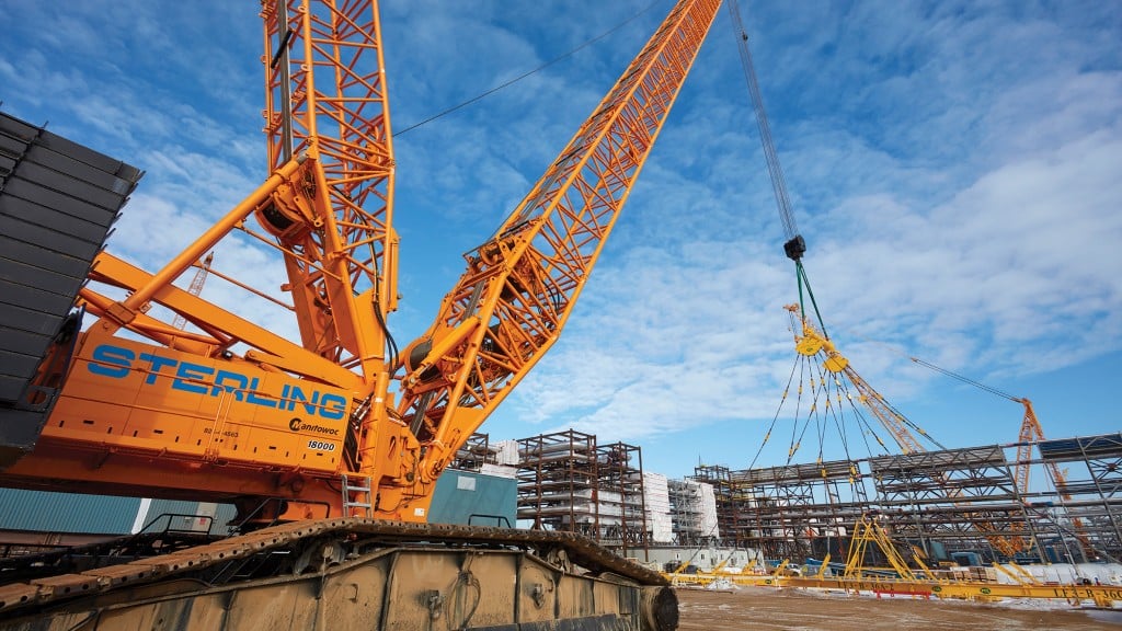 A Sterling-owned Manitowoc crane prepares for a lift