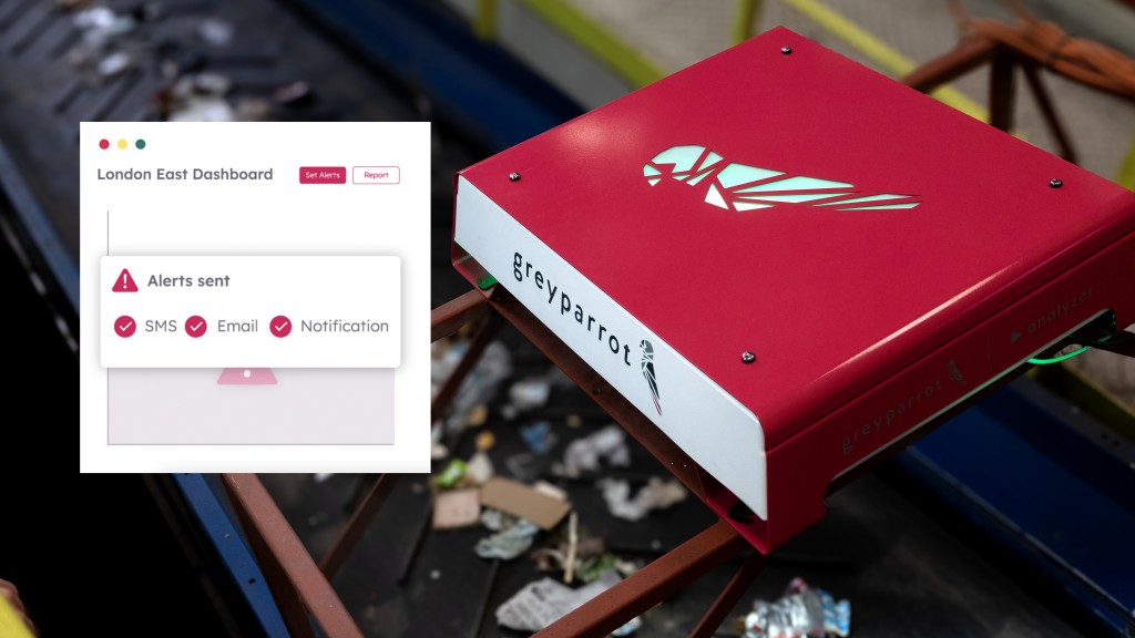 The Greyparrot Analyzer unit at a material recovery facility using the Alerts function