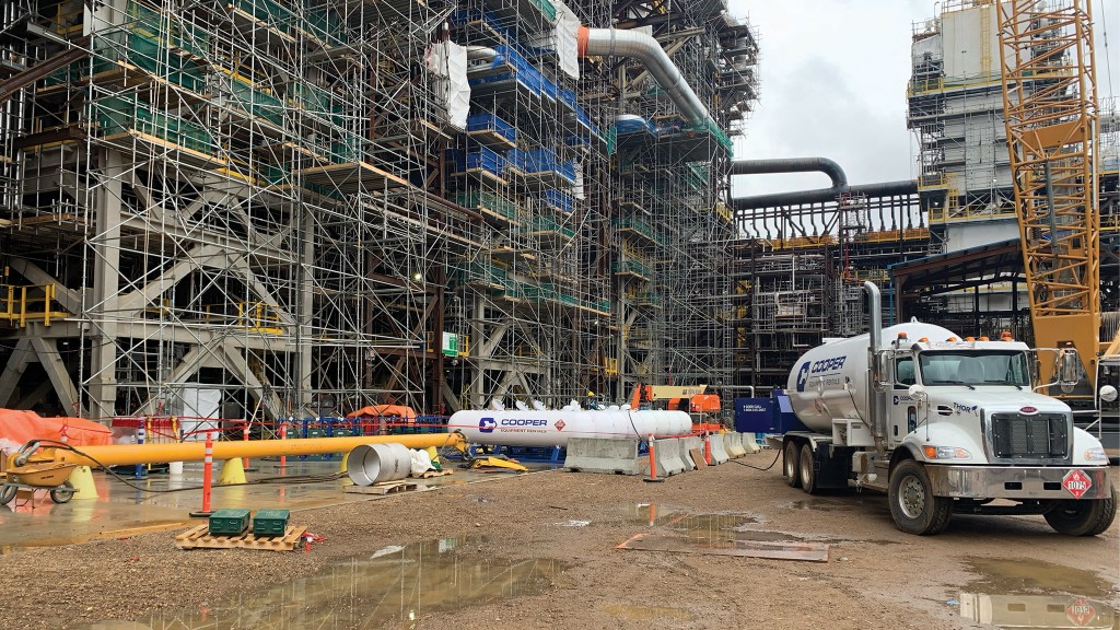 A propane tank on an industrial site