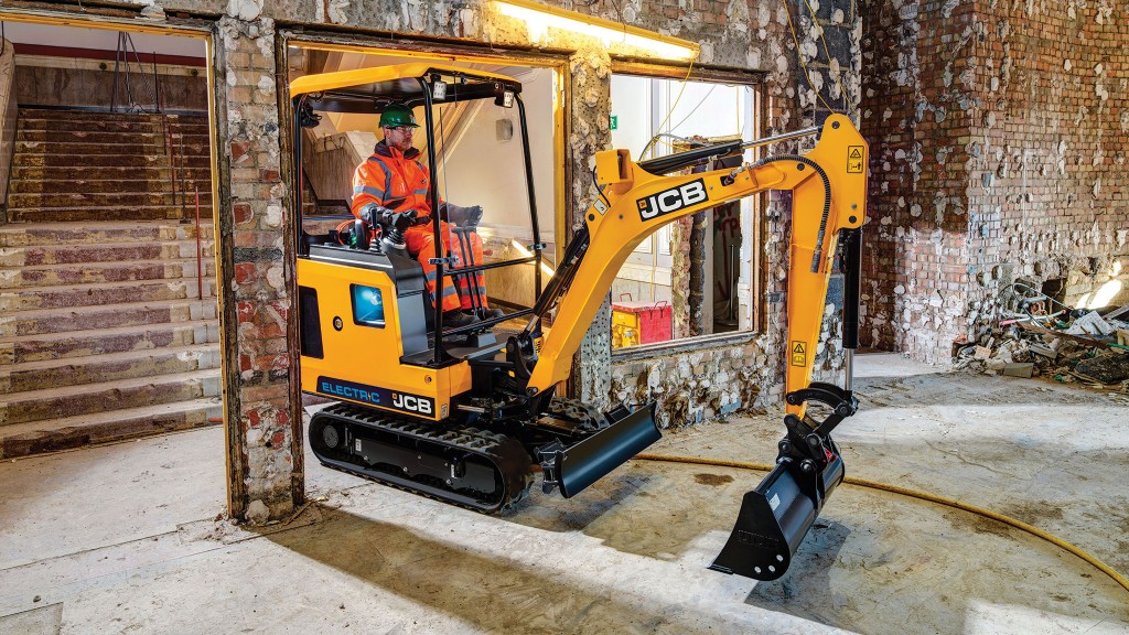 JCB electric excavator works indoors