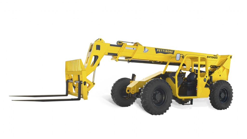 The new Pettibone telehandler delivers maximum lift capacity of 10,000 pounds and a max lift height of 44 feet 6 inches.