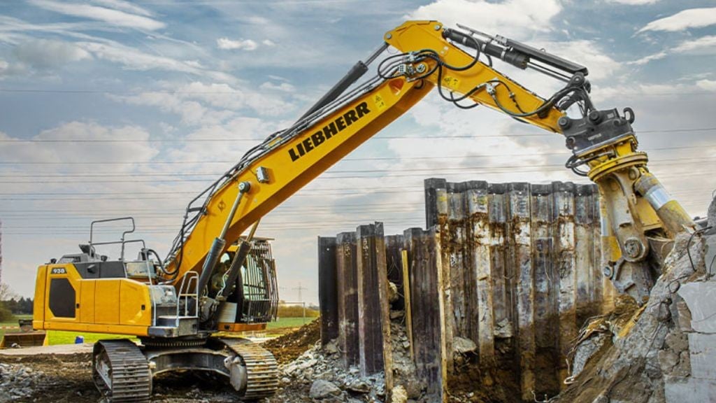 A large yellow excavator