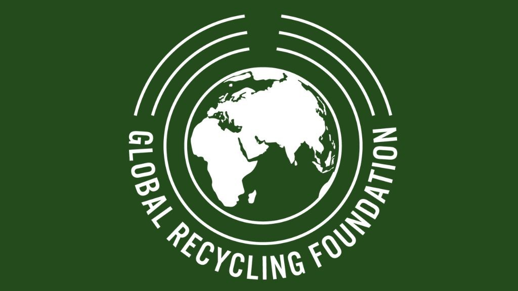 The Global Recycling Foundation logo on a forest green background The Global Recycling Foundation logo on a forest green background