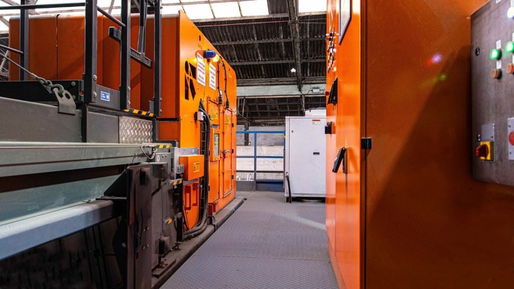 The inside of a large wood chip separation unit The inside of a large wood chip separation unit