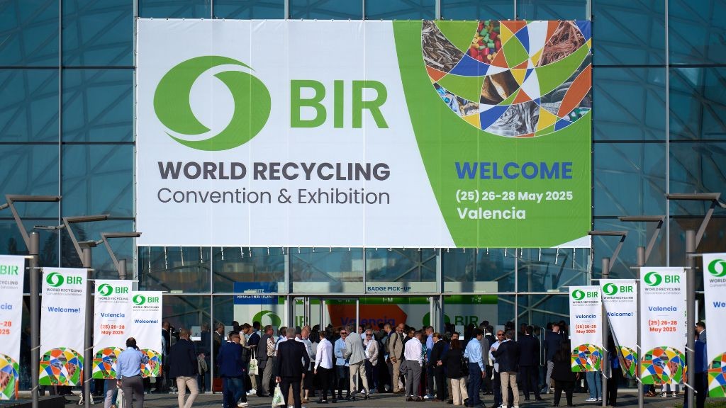 The exterior of a large convention with BIR logo in green and white The exterior of a large convention with BIR logo in green and white