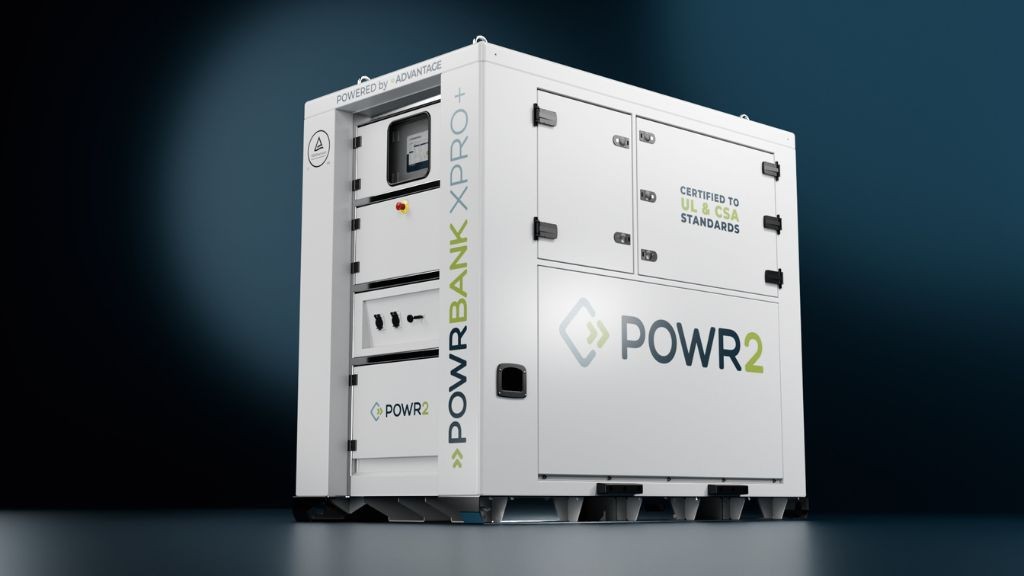 A white portable battery storage system A white portable battery storage system