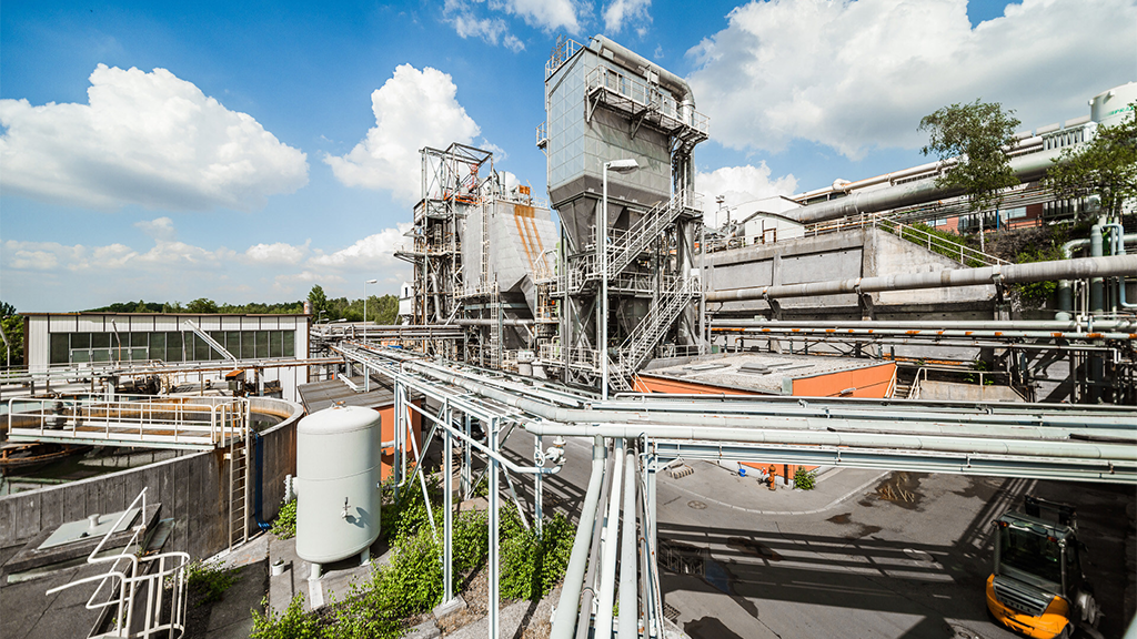 The outside of a large warehouse The outside of a large warehouse