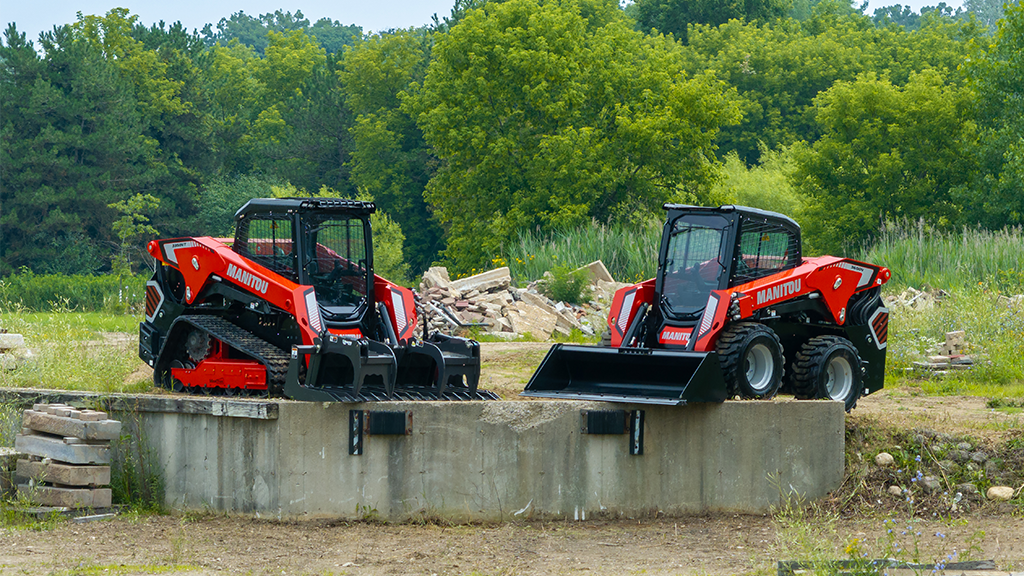 Two red compact machines