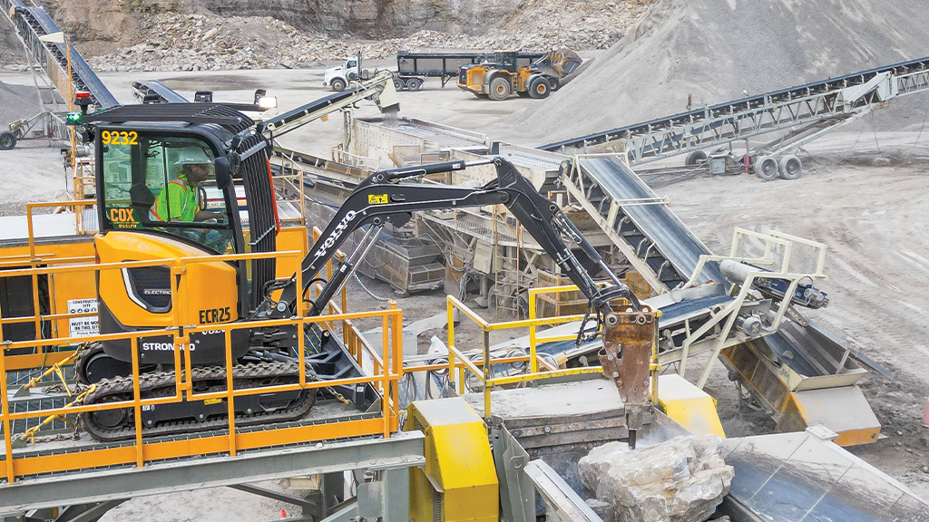 Cox Construction breaks big rocks with small electric excavators