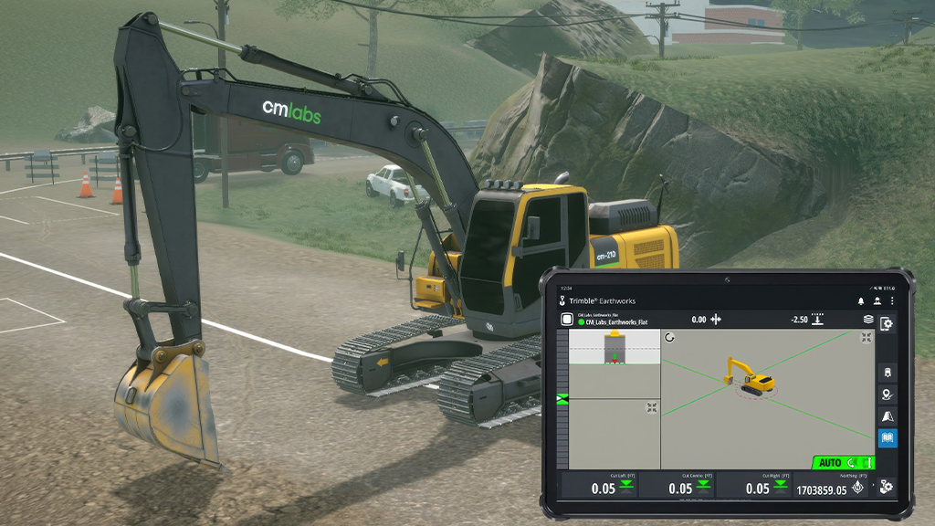 CM Labs incorporates Trimble Earthworks Automatics into excavator simulator for precise training