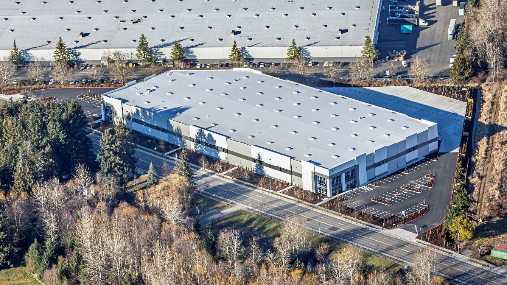 An aerial view of a large warehouse An aerial view of a large warehouse