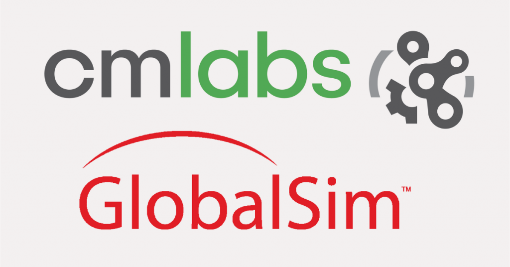 The CM Labs company logo and the GlobalSim company logo