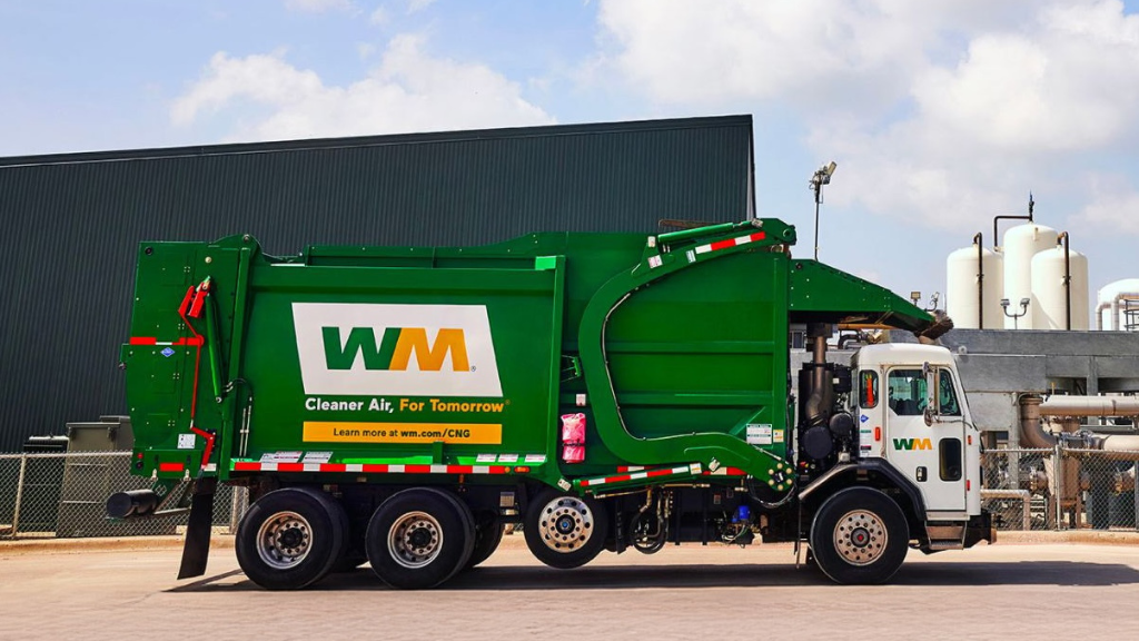 The side of a refuse collection vehicle The side of a refuse collection vehicle
