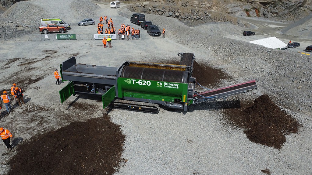 An aerial view of a large trommel An aerial view of a large trommel