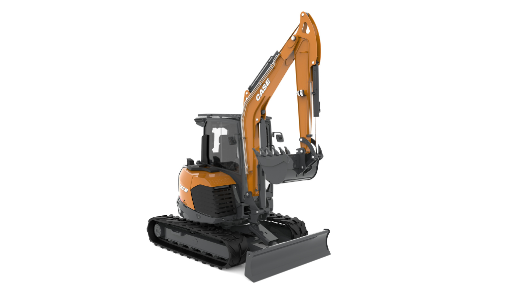 A compact excavator fitted with a bucket attachment