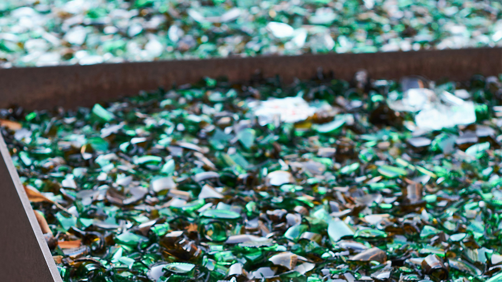 A pile of crushed multi-coloured glass A pile of crushed multi-coloured glass