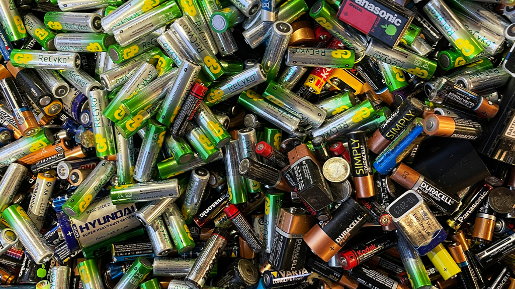 A pile of loose batteries