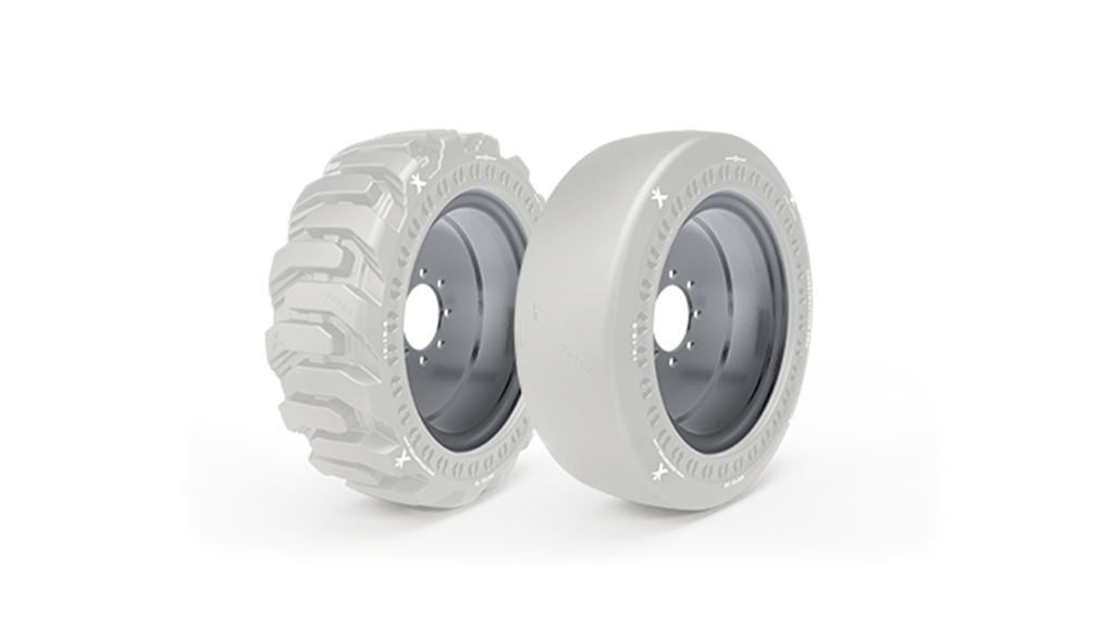 Two grey tires on a white background