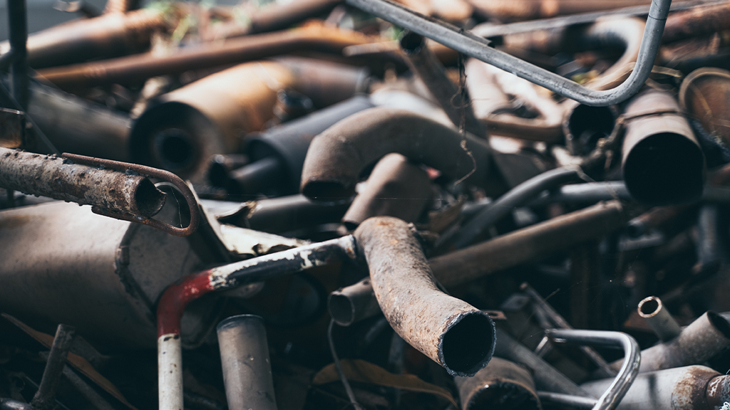 A pile of loose scrap metal and recyclable metal materials A pile of loose scrap metal and recyclable metal materials