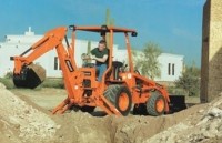 Backhoe design eliminates metal to metal contact