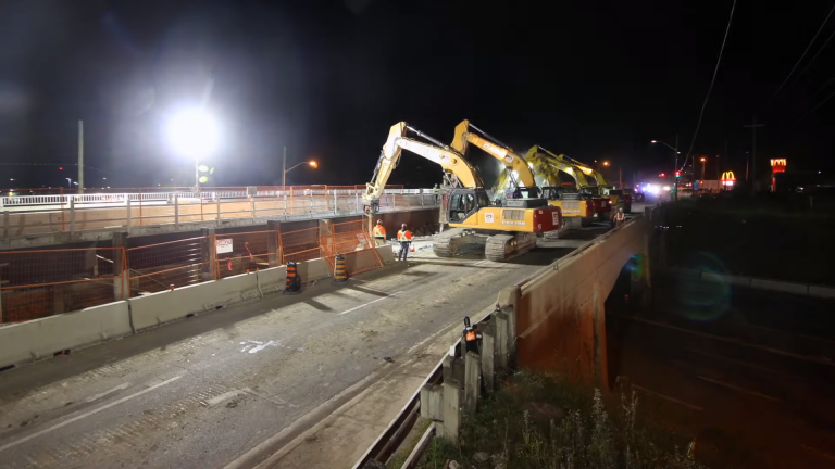 Watch Priestly Demolition take down half of the Brock Street Bridge ...