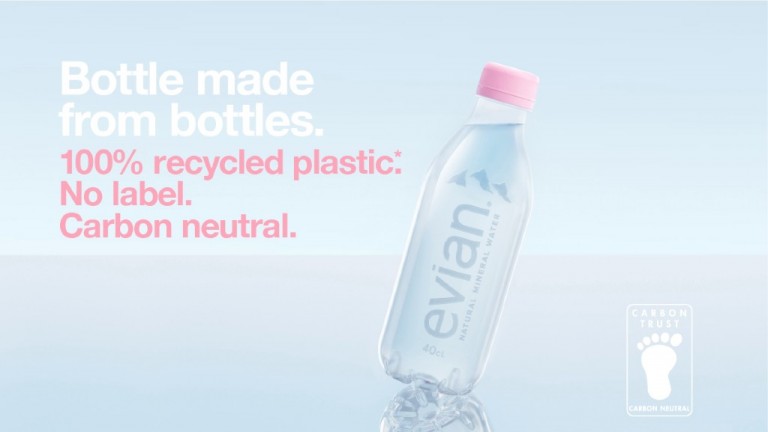Evian releases label-free bottle made from recycled plastic