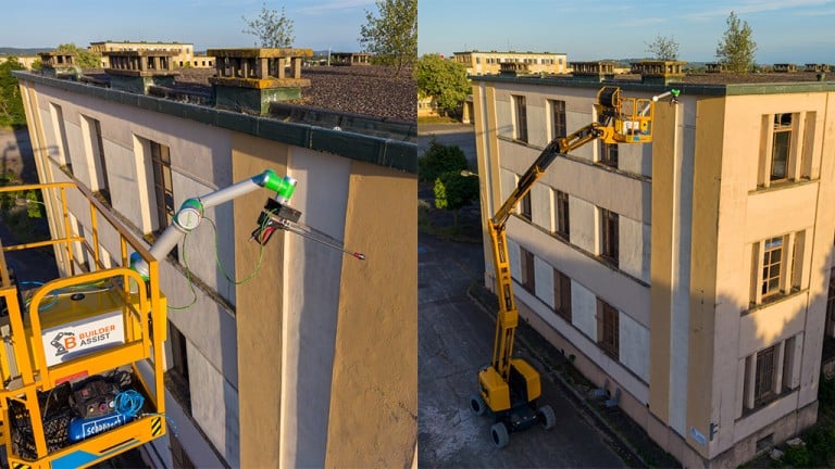 Robotic arm on aerial lifting platform Robotic arm operating on an aerial lifting platform